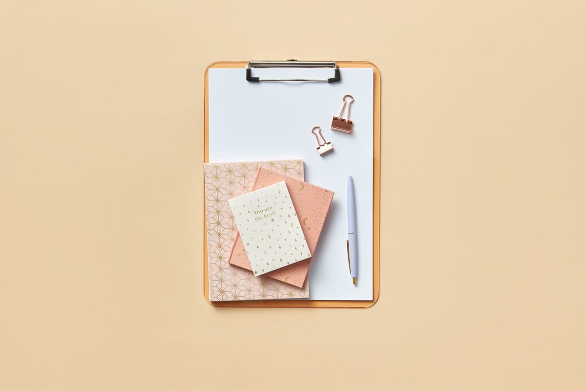 Modern notebooks and desk stationery